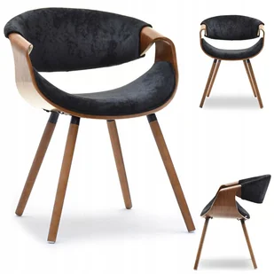 Kubełkowe Krzesło Z Drewna Giętego Sklejki Bent Orzech Czarny Tkanina - Krzesła - miniaturka - grafika 1