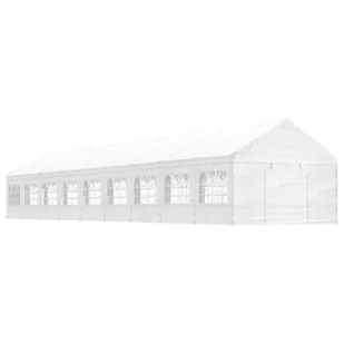 vidaXL Namiot ogrodowy z dachem, biały, 20,07x4,08x3,22 m, polietylen - Pawilony ogrodowe - miniaturka - grafika 1