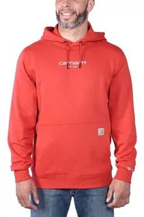 Bluzy sportowe męskie - Bluza męska z kapturem Carhartt Force Lightweight Logo R83 Red Barn - grafika 1