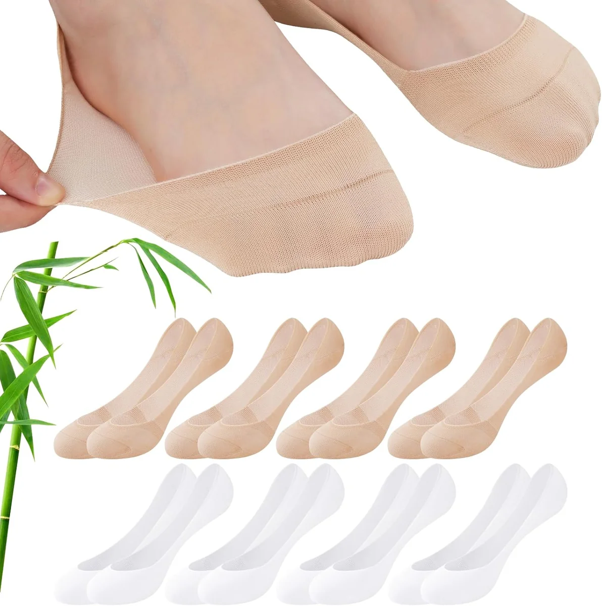 Stopki damskie z bambusa i bawełny 8 par 35-42 z silikonem