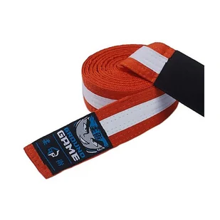 Pas do BJJ dla dzieci Groundgame pomarańczowy z białą belką - Kimona, stroje i obuwie - miniaturka - grafika 1