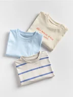 Koszulki dla chłopców - Reserved - Bawełniany t-shirt 3 pack - jasnoniebieski - miniaturka - grafika 1