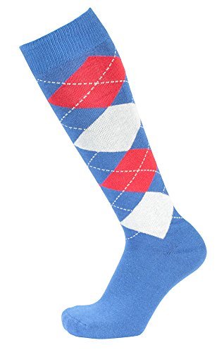 Pfiff 100322 unisex pończochy jeździeckie w kratkę, ze wzmocnioną wkładką wielokolorowa niebiesko-biało-czerwony 37-39