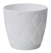 Donice - Doniczka Flow petit ECO recycled z podstawką 15 biała - miniaturka - grafika 1