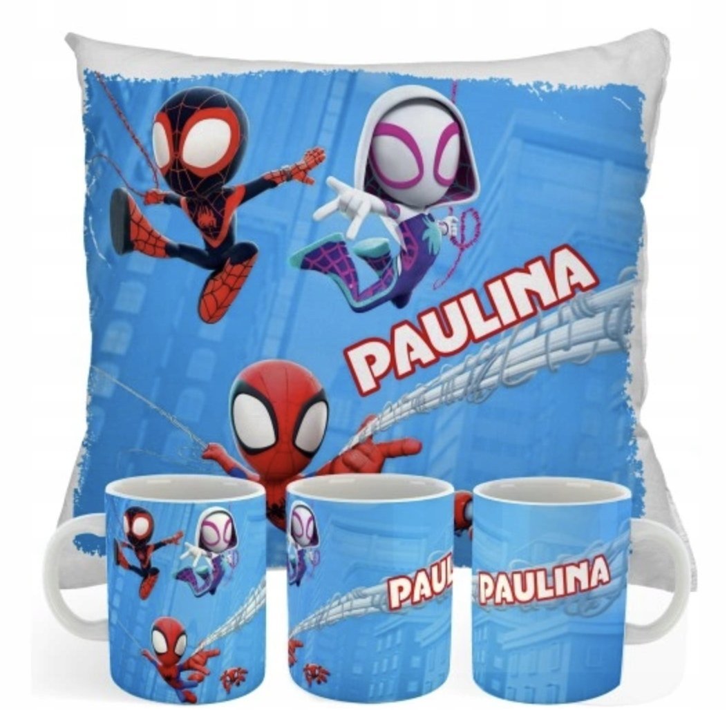 ZESTAW PODUSZKA + KUBEK Prezent SPIDEY SPIDERMAN + IMIĘ 8