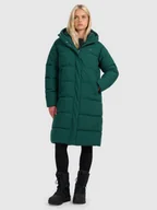 Kurtki damskie - 4F Płaszcz puchowy z wypełnieniem syntetycznym damski - zielony XXL - miniaturka - grafika 1