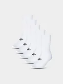 Skarpetki damskie - 4F Skarpetki długie (5-pack) dziewczęce - białe 38-40 - miniaturka - grafika 1