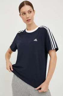 Koszulki i topy damskie - adidas t-shirt bawełniany kolor granatowy - grafika 1