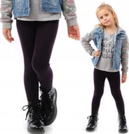 Legginsy - Legginsy dziecięce długie bawełniane klasyczne Śliwkowe 134 - miniaturka - grafika 1