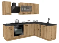 Meble kuchenne - Zestaw Mebli Kuchennych Presto 240X180 Cm Płyta Laminowana Dąb Evoke/Dąb Evoke - miniaturka - grafika 1