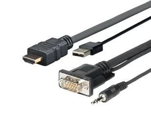 Vivolink PROHDMIMVGA1 adapter kablowy 1 m HDMI+VGA+USB+3.5mm HDMI+VGA (D-Sub) +USB+3.5mm Czarny - Adaptery i przejściówki - miniaturka - grafika 1