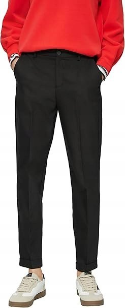 S.OLIVER CZARNE SPODNIE CYGARETKI Z ZASZEWKAMI I NISKIM STANEM 46 J9A