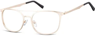 Sunoptic Okulary oprawki a''la Pilotki zerówki metalowe korekcyjne 974E złote - Okulary korekcyjne, oprawki, szkła - miniaturka - grafika 1