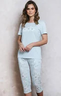 Piżamy damskie - Piżama damska niebieska na krótki rękaw z nogawką 3/4 Wanilia, Kolor niebieski-wzór, Rozmiar S, Italian Fashion - Primodo.com - miniaturka - grafika 1
