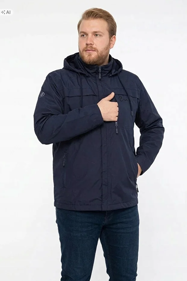 MĘSKI PŁASZCZ SOFTSHELL Z KAPTUREM GRANATOWY SPORTOWY 3XL 5IA