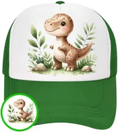 Czapki i chusty sportowe męskie - Czapka z Daszkiem Dinozaur Zielona z Nadrukiem Na Lato Siatka Bejsbolówka - miniaturka - grafika 1