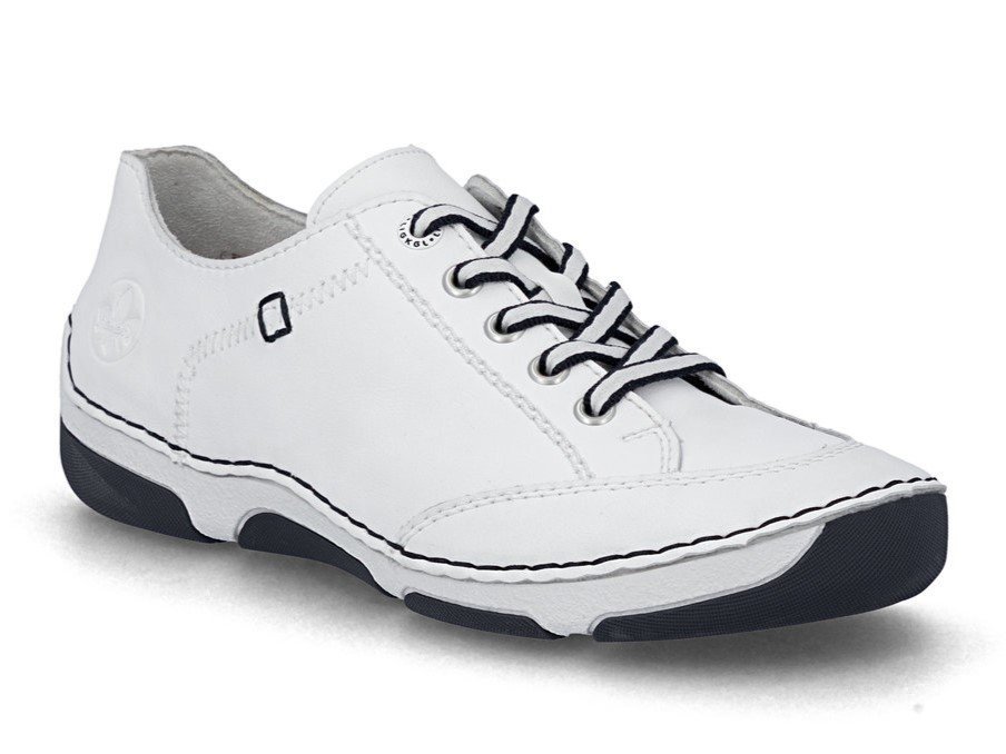 Półbuty damskie białe Rieker 55901-80 skórzane sportowe wiosenne wygodne-37