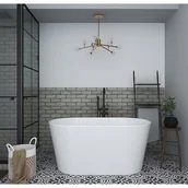 Wanny - VENTE-UNIQUE Wanna wolnostojąca owalna – 180 l – 130 × 71 × 58 cm (dł. × szer. × wys.) – kolor biały – akrylowa - APOGON - miniaturka - grafika 1