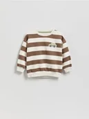 Bluzy i sweterki niemowlęce - Reserved - Bawełniana bluza w paski - złamana biel - miniaturka - grafika 1