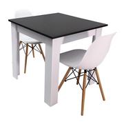 Stoły z krzesłami - Zestaw stół Modern 80 BW i 2 krzesła Milano białe - miniaturka - grafika 1