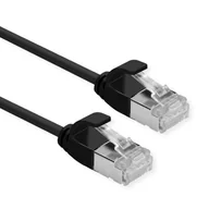 Patchcordy - ROLINE GREEN F/UTP DataCenter Patch Cord Cat.6A Class EA, LSOH, bardzo cienki, czarny, 5 m - miniaturka - grafika 1