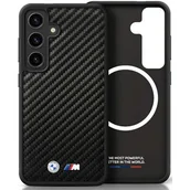 Etui i futerały do telefonów - Etui BMW Leather Carbon MagSafe do Samsung Galaxy S25 Czarny - miniaturka - grafika 1