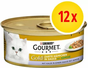 Gourmet Gold Kawałki w sosie, 12 x 85 g - Cielęcina z warzywami - Mokra karma dla kotów - miniaturka - grafika 1