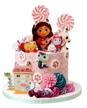 Zestaw Dekoracje na Tort Koci Domek Gabi 15 El