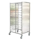 Wózki na żywność - Wózek na tace ze stali nierdzewnej z panelami bocznymi, dwurzędowy, 12 poziomów, 1720 x 833 x 650 mm - miniaturka - grafika 1