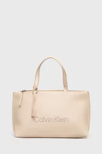Calvin Klein torebka kolor beżowy - Torebki damskie - miniaturka - grafika 1