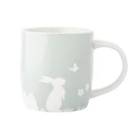 Kubki - Kubek porcelanowy szeroki 360 ml zajączek z motylem zielony - miniaturka - grafika 1