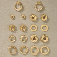 Kolczyki - TEMU Zestaw 18 metalowych kolczyków, modne i proste kolczyki z imitacją perłowej gwiazdy dla codziennego noszenia przez kobiety oraz zestawy - miniaturka - grafika 1