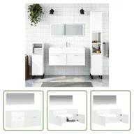 Szafki łazienkowe - The Living Store Szafka łazienkowa z lustrem biały wysoki połysk materiał drewnopochodny - miniaturka - grafika 1