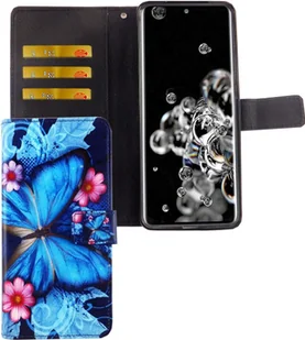 Samsung Galaxy S20 Ultra etui na telefon komórkowy pokrowiec ochronny etui z klapką z miejscem na kartę niebieski motyl - Etui i futerały do telefonów - miniaturka - grafika 1