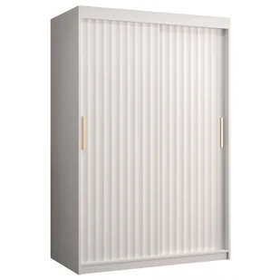 Szafa przesuwna garderoba ryflowana z drążkiem Riflo Wave 1 120 czarna biała - Szafy - miniaturka - grafika 1