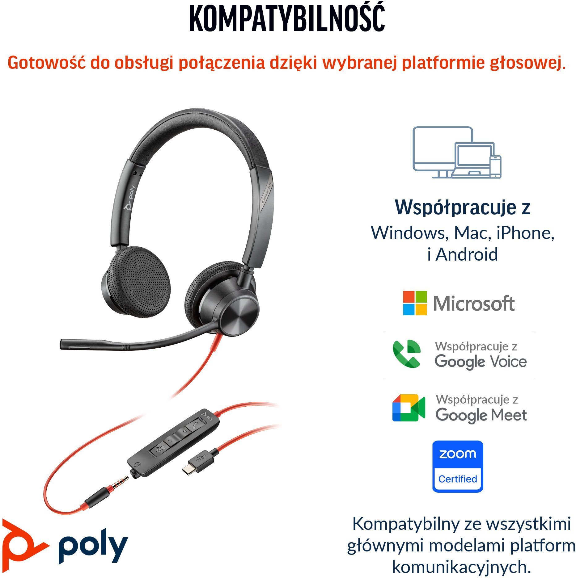 HP POLY Blackwire 3325 Stereo Microsoft Teams Certified