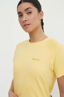 Koszulki sportowe damskie - Marmot t-shirt sportowy Windridge kolor żółty - grafika 1