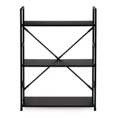 Półki do salonu - Regał Drewniany Metalowa Rama Szeroki Loft 3 Półki - miniaturka - grafika 1