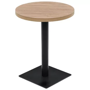 vidaXL Stolik bistro z MDF, stalowa podstawa, 60x75 cm, kolor dębu - Ławy i stoliki kawowe - miniaturka - grafika 1