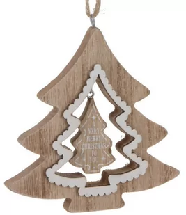Zawieszka na choinkę drewniana wisząca choinka 11 cm - Ozdoby bożonarodzeniowe - miniaturka - grafika 1