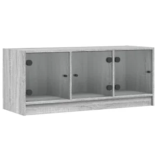 vidaXL Szafka pod TV ze szklanymi drzwiami Szara Sonoma 102x37x42 cm - Szafki RTV - miniaturka - grafika 1
