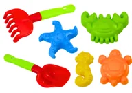 Zabawki do piasku - ZESTAW ZABAWEK DO PIASKU ŁOPATKA GRABIE FOREMKI 6 ELE. - miniaturka - grafika 1