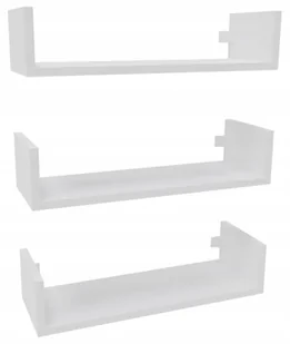 Półka wisząca ścienna zestaw 3 sztuk do salonu na książki 3x60cm biały mat - Półki do salonu - miniaturka - grafika 1