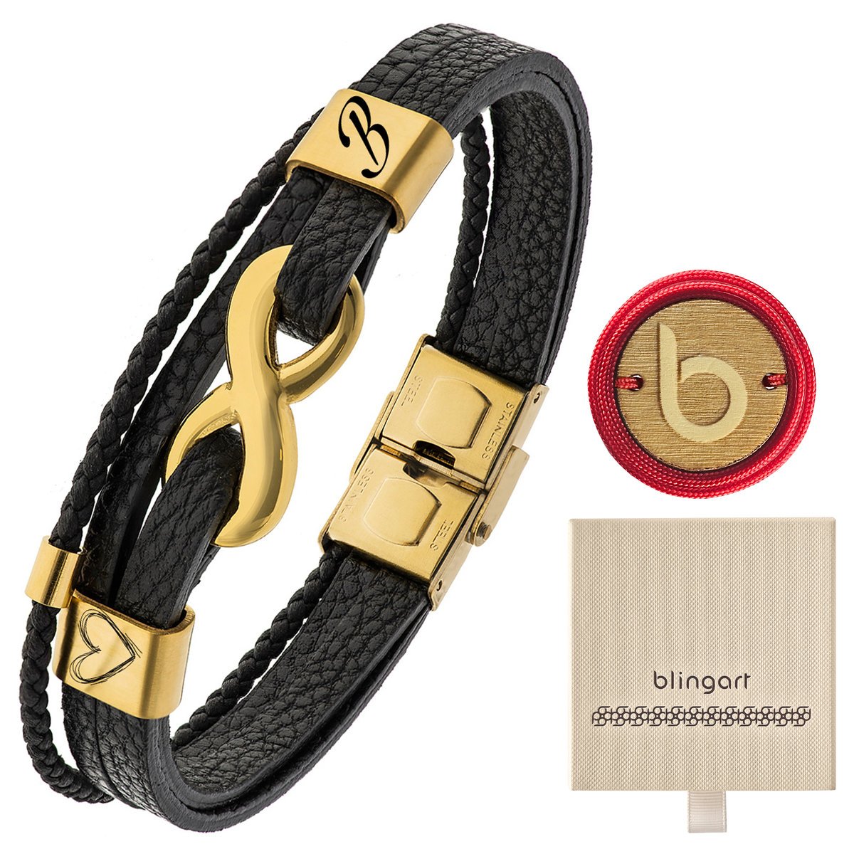 Bransoletka skórzana NIESKOŃCZONOŚĆ pozłacana