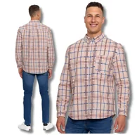 Koszule męskie - SZTRUKSOWA KOSZULA MĘSKA 100% BAWEŁNA W KRATĘ DŁUGI RĘKAW WYGODNA MORAJ 3XL - miniaturka - grafika 1