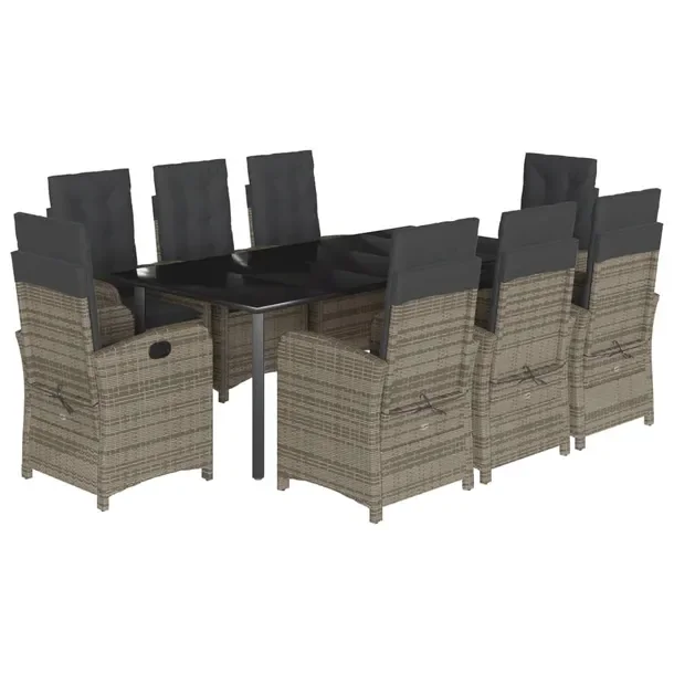 Zestaw Mebli Ogrodowych Rattan PE, Stół 200x100 cm, Krzesła, Szary