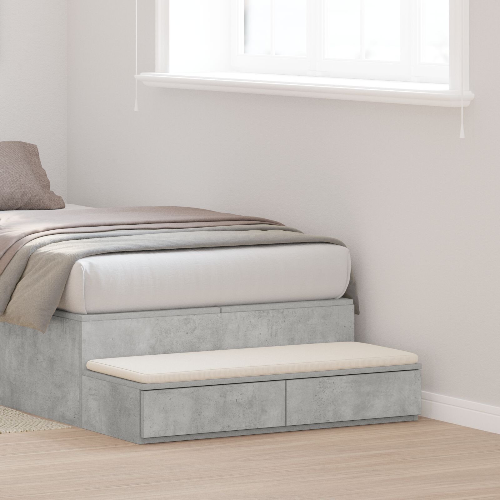 vidaXL Szuflady pod łóżko Szary Beton 75x36,5x16,5 cm Z drewna inżynieryjnego