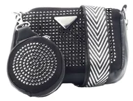 Torebki damskie - Torebka Damska Nerka Bag Kopertówka Z Portfelikiem Cekiny Czarna - miniaturka - grafika 1