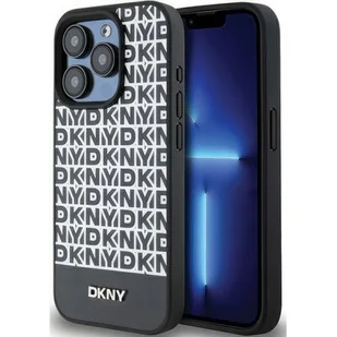 Oryginalne Etui APPLE IPHONE 15 PRO DKNY Hardcase Leather Printed Pattern Metal Logo MagSafe (DKHMP15LPSOSPK) czarne - Etui i futerały do telefonów - miniaturka - grafika 1