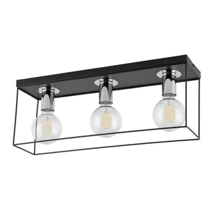 Podłużny plafon do holu Vox 40700 Sigma metalowy czarny srebrny - Lampy sufitowe - miniaturka - grafika 1